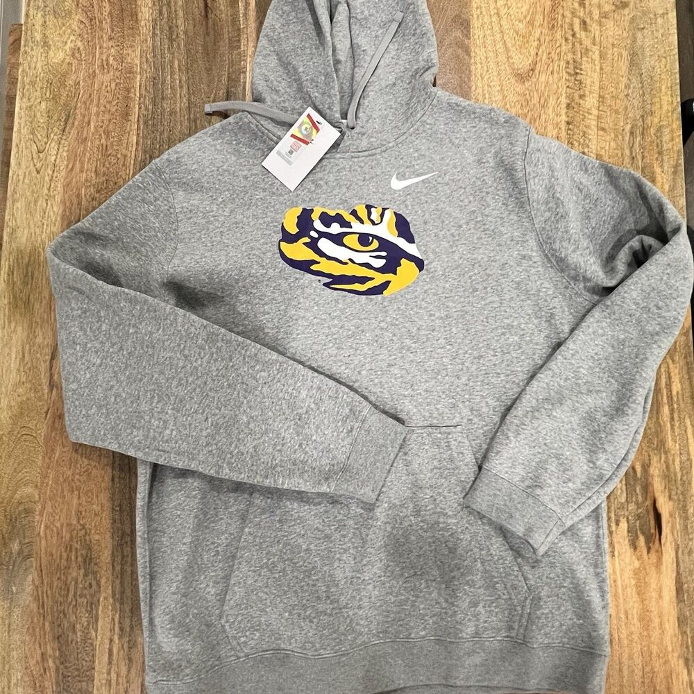Nike LSU Tigers Hoodie Mens XL Gray Fleece NCAA Football Pullover CK2621-063 NWT - Picture 2 of 10